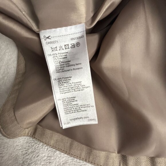 Long Tall Sally Womens Tan Herringbone Blazer Suit Jacket Size 6 Lined New $169 - Picture 4 of 7
